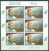 Manama 1969 Mi#D211B Deceased Astronauts, Edward White Sheetlet IMPERF MLH - Otros & Sin Clasificación