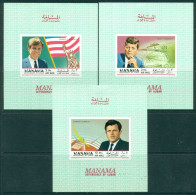 Manama 1969 Mi#201B-203B The Kennedy Brothers 3xDLMS IMPERF MLH - Other & Unclassified