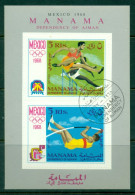 Manama 1968 Mi#MS5A Summer Olympics Mexico MS Embossed Perfs CTO - Other & Unclassified