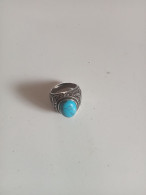 Bague Ancienne Imitation Turqoise Diamètre Interieur 21 Mm - Anelli