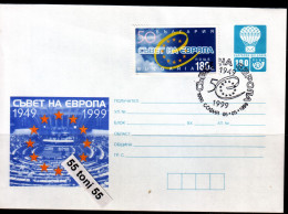 1999 50 Year Counsel Europe Postal Stationery +stamps BULGARIA / Bulgarie - Buste