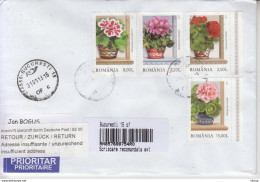 ROMANIA 2017: GERANIUMS On Circulated Registered Cover To GERMANY And Back #535751432 - Registered Shipping! - Gebraucht