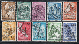 REPUBBLICA DI SAN MARINO 1962 LA MONTAGNA SPORT ALPINISTICI SERIE COMPLETA COMPLETE SET USATA USED OBLITERE' - Used Stamps