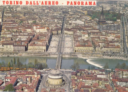 CARTOLINA  TORINO,PIEMONTE-DALL'AEREO-PANORAMA-STORIA,MEMORIA,CULTURA,RELIGIONE,BOLLO STACCATO,VIAGGIATA 1970 - Mehransichten, Panoramakarten