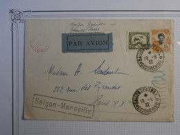 DD18 INDOCHINE LETTRE 1932 HOTEL CONTINENTAL DE SAIGON COCHINCHINE A PARIS FRANCE VIA MARSEILLE+CONTROLE EN ROUGE+++ - Briefe U. Dokumente