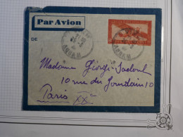 DD18 INDOCHINE BELLE LETTRE RR 1937 PETIT BUREAU VINH  A PARIS FRANCE PAR AVION +AFF. INTERESSANT+++ - Lettres & Documents