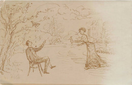 COUPLES - Dessin - Homme - Femme - Carte Postale Ancienne - Paare