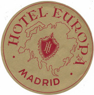 ESPAGNE - MADRID - Etiquette Dorée De L'Hôtel EUROPA - Etiquetas De Hotel