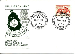 Greenland Cover Christmas Cancel Sdr. Stromfjord 1-12-1972 - Lettres & Documents