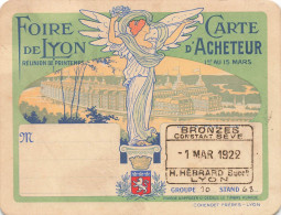 Lyon * Jugendstil Illustrateur Art Nouveau * Foire De Lyon 1922 Carte D'acheteur * Bronzes Constant SEVE * Doc Ancien - Autres & Non Classés