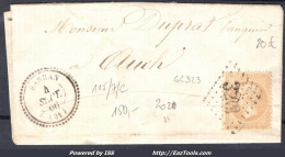 FRANCE N°21 SUR LETTRE GC 323 BARRAN GERS + CAD PERLÉ DU 04/09/1866 A VOIR - 1862 Napoléon III.