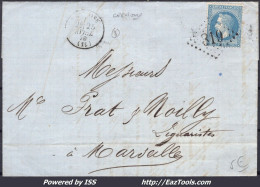 FRANCE N°29B SUR LETTRE GC 319 BARJAC GARD + CAD TYPE 16 CERVIONNE DU 25/04/1870 - 1863-1870 Napoléon III. Laure