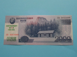 2000 Won 2008 (1948-2018) > N° 0063999 ( For Grade, Please See Photo ) UNC > North Korea ! - Corea Del Nord