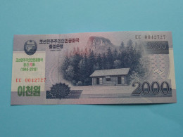 2000 Won 2008 (1948-2018) > N° 0042727 ( For Grade, Please See Photo ) UNC > North Korea ! - Korea, Noord