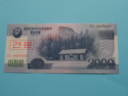 2000 Won 2008 (1948-2018) > N° 0000000 ( For Grade, Please See Photo ) UNC > North Korea ! - Corea Del Nord