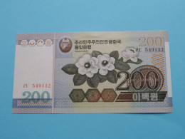 200 Won 2005 > N° 549132 ( For Grade, Please See Photo ) UNC > North Korea ! - Corea Del Norte