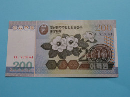 200 Won 2005 > N° 738154 ( For Grade, Please See Photo ) UNC > North Korea ! - Corea Del Nord