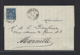 MARITIME SAGE N°90 OBL CAD "Marseille Ligne D'Alger" (1880) Répété à Côté Sur Lettre D'Alger - Correo Marítimo