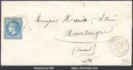 FRANCE N°29B SUR LETTRE GC 1488 FERRIERES GATINAIS LOIRET + CAD DU 17/06/1871 - 1863-1870 Napoleon III Gelauwerd