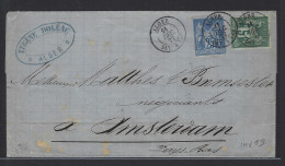 MARITIME SAGE N°75 Et 79 OBL CAD "Alger Bat à Vap" (1877) Sur Lettre Pour Amsterdam (Salles N°492) - Maritime Post