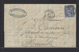 MARITIME SAGE N°78 OBL CAD "Philippeville Bat A Vap" (1876) Répété à Côté Sur Lettre De Bône Pour Marseille (S497 B), In - Posta Marittima