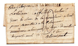 !!! MARQUE POSTALE ARMEE DE LA MOSELLE SUR  LETTRE SANS TEXTE, PERIODE REVOLUTIONNAIRE - Army Postmarks (before 1900)