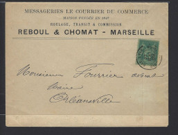 MARITIME SAGE N°75 OBL CAD "Bat A Vap Marseille-Alger" (1889) Sur Lettre De Marseille Pour Orléansville" (Salles N°567) - Correo Marítimo