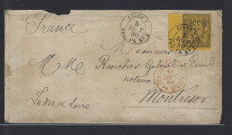MARITIME SAGE N°93 OBL CAD Rond "Ligne T Paq. FR N°2" (1880) Répété à Côté Sur Lettre (Salles N°2141) - Schiffspost