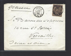 MARITIME SAGE N°97 OBL CAD Rond "Ligne T Paq FR N°4" (1895) Répété à Côté (Salles N°2141) Sur Lettre Pour Versailles - Maritime Post