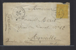 MARITIME SAGE N°92, 25c Jaune, OBL CAD Rond "Ligne N Paq. FR N°4" (1884) - Maritime Post