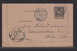 MARITIME SAGE Entier Carte-lettre 25c Sage Noir Sur Rose OBL CAD Octogonal Bleu à Cercle Intérieur "Ligne J Paq.FR N°1" - Maritime Post