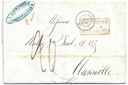 1855 TURKEY FRANCE LEVANT CONSTANTINOPLE MARSEILLE  SHIP MAIL CACHET MARITIME PAQUEBOTS DE LA MEDITERRANEE VAPEUR CAIRE - ...-1858 Prefilatelia