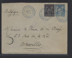 MARITIME SAGE N°89 + 90 OBL CAD Octogonal Bleu à Cercle Intérieur "Bordeaux à Loango LL N°1" (1891) (Salles N°1211) - Correo Marítimo