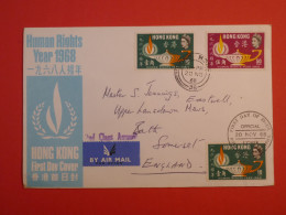 DD19  HONG KONG BELLE LETTRE FDC  1968  A BATH GREAT BRITAIN  +HUMANS RIGHTS +AFFRANCH. INTERESSANT+++ - ...-1979