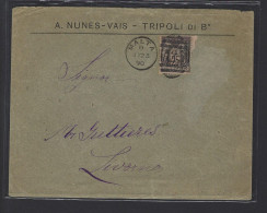 MARITIME SAGE N°97 OBL Duplex "A 25 Malta" (1890) Sur Lettre De Tripoli De Barbarie (Libye) Pour Livourne - Poste Maritime