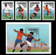 Grenada 1986 - Mi-Nr. 1496-1499 & Block 163 ** - MNH - Fußball / Soccer - Grenade (...-1974)