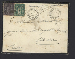 MARITIME SAGE N°75 + N°89 OBL CAD Rond "Corr D Arm Lig N P FR N°2" (1891) (Salles N°1946 - Ind 18) - Maritime Post