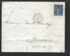 MARITIME SAGE N°90 OBL CAD Rond "Corr D Arm Lig J Paq F N°4" (1881) Sur Lettre (Salles N°1098) Ind 19 - Posta Marittima