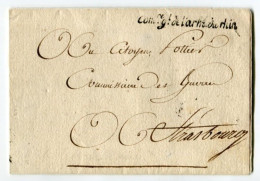 !!! MARQUE COMMISSAIRE GENERAL DE L'ARMEE DU RHIN SUR LETTRE DE WISSEMBOURG DE 1795 - Army Postmarks (before 1900)