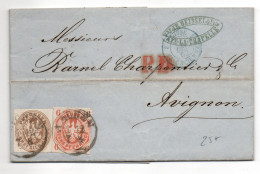 1862 - LETTRE De AIX LA CHAPELLE / AACHEN Pour AVIGNON Avec CACHET D'ENTREE BLEU PRUSSE 3 VALENCIENNES - Brieven En Documenten