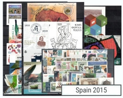 Complete Year Set Spain 2015 - 64 Values + 12 BF + 2 Booklet - Yv. 4636-4729/ Ed. 4924-5012, MNH - Años Completos