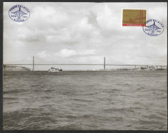 Portugal Souvenir Premier Jour Pont Salazar 1966 Lisbonne Photo Grand Format Lisbon Bridge Real Photo First Day Souvenir - Cartas & Documentos