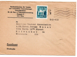 70957 - Österreich - 1967 - S1,40 Architektur EF A DrucksBf WIEN -> Milwaukee, WI (USA) - Briefe U. Dokumente