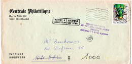 L70960 - Belgien - 1985 - 9F Sandlaufkaefer EF A OrtsDrucksBf BRUXELLES, Als Unzustellbar Zurueck - Altri & Non Classificati