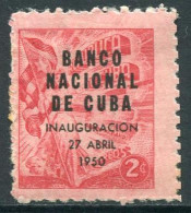 Cuba 1950 Correo 331 */MH Inauguración De La Banca Nacional De Cuba.  - Nuovi