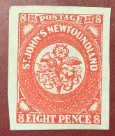 Newfoundland 1857 8d Scarlet-vermilion SUPERB Sc.8, Scarce In This Premium Unused Condition (Scheller Terre Neuve Canada - 1857-1861