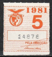 Vignette, Portugal 1981 - Vinheta Da Cota De Sócio -|- Sport Lisboa E Benfica - Emisiones Locales