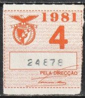 Vignette, Portugal 1981 - Vinheta Da Cota De Sócio -|- Sport Lisboa E Benfica - Lokale Uitgaven