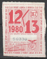 Vignette, Portugal 1980 - Vinheta Da Cota De Sócio -|- Sport Lisboa E Benfica - Lokale Uitgaven