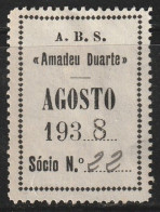 Vignette, Portugal 1938 - Vinheta Da Cota De Sócio -|- Fireman/ Pompiers, Associação Bombeiros Voluntários Da Parede - Local Post Stamps